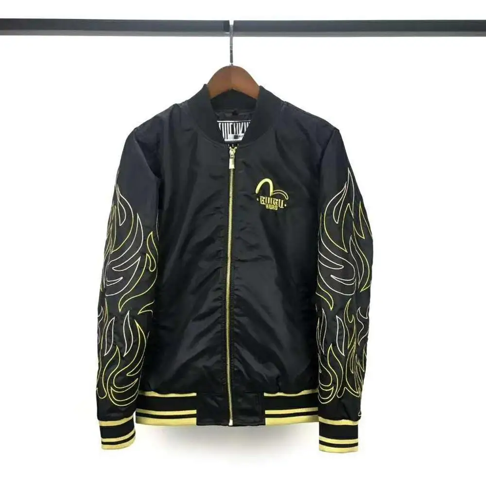 Подлинная Evisu Зимняя Мужская Двухсторонняя куртка, высокое качество, модная теплая дышащая мужская повседневная униформа с вышивкой, Тренч
