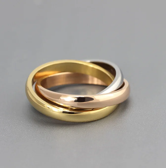 

Classic Style Three-Color Ring Rings Titanium Steel Ring Simple Fashion Women's Jewelry Accessories R-054