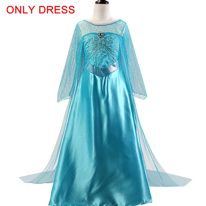 Праздничное платье принцессы; платье Снежной королевы Анны и Эльзы для девочек; маскарадный костюм; Vestidos Fantasia; детская одежда для девочек; комплект Эльзы - Цвет: only dress E