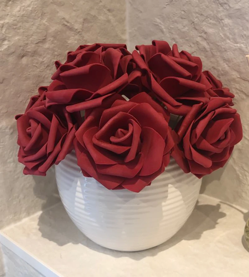 

24 Heads 7cm New Multicolor Artificial PE Foam Rose Flower Bride Bouquet for Home Wedding Wreath Decor Scrapbooking DIY Supplies