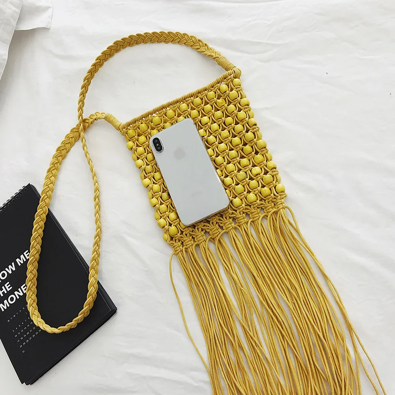 

2019 New Style Circle Straw Bag Beads Tassels Hawaii Style Shoulder WOMEN'S Bag
