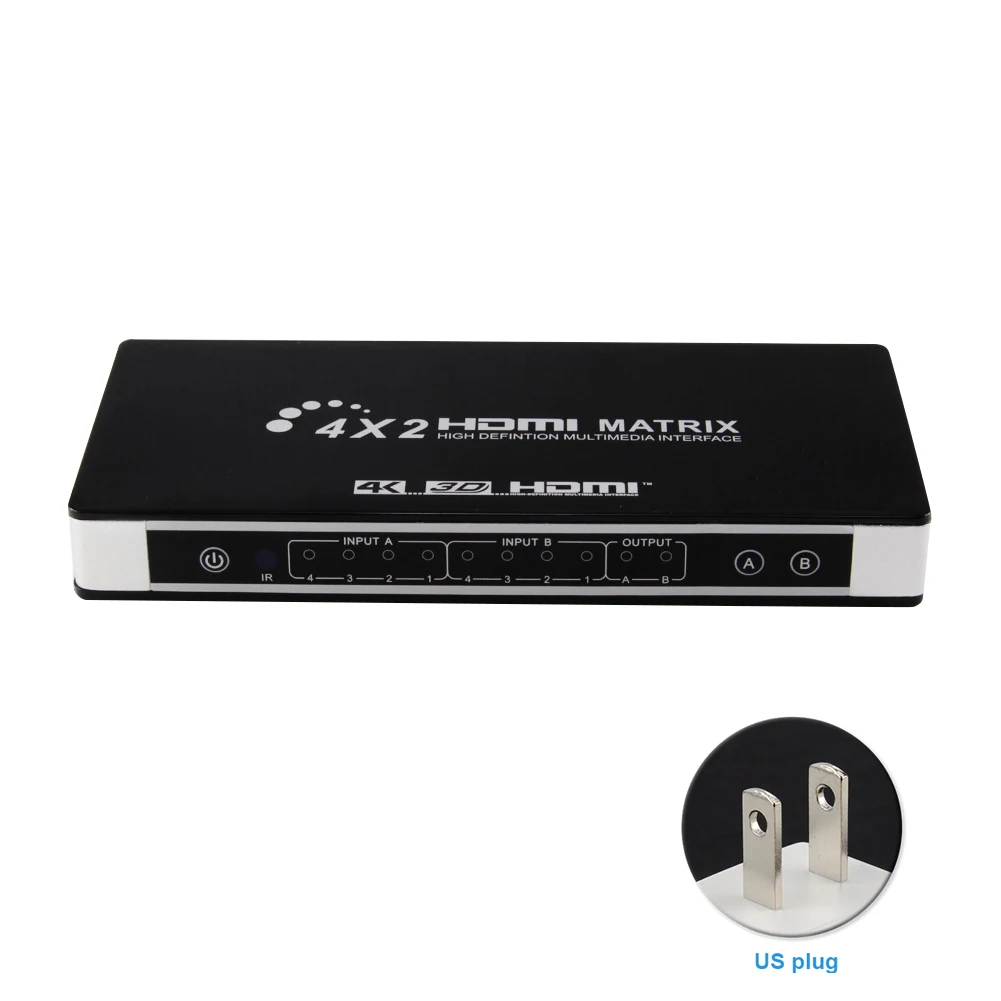 

4K 3D 4x2 HDMI Home Matrix Switcher Optical Port Video Converter To TV Splitter Gold Plated Interface Av Receiver Aluminum Alloy