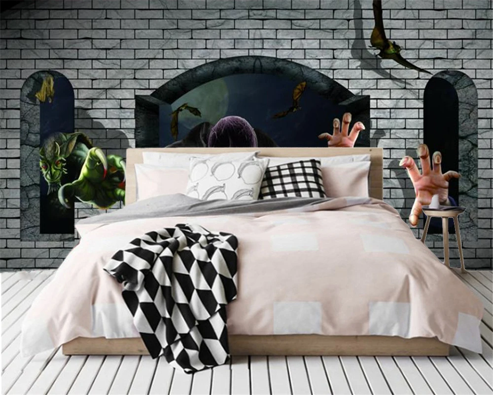 Custom Photo 3d Wallpaper Bat and Horror Haunted House Indoor TV Background Wall Decoration Mural Wallpaper