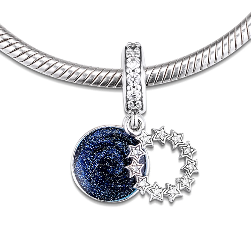 QANDOCCI 925 пробы серебро оригинальные вдохновляющие звезды висячие Шарм Fit Pandora Браслеты бусины для изготовления ювелирных изделий kralen