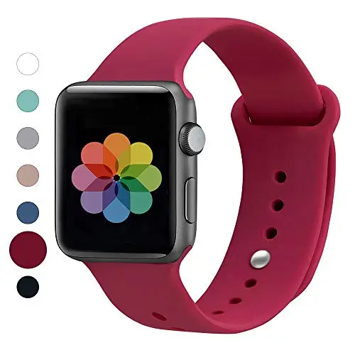 Rose red Спортивный силиконовый ремешок для Apple Watch, версии 4/3/2/1, сменный ремешок для наручных часов, ремешок для наручных часов для Apple Watch 42 мм, 38 мм - Цвет ремешка: Rose red