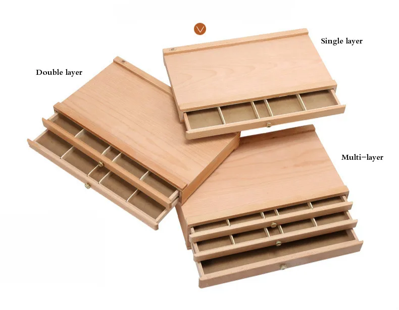 Многослойная художественная коробка для хранения инструментов Настольный мольберт из массива дерева многослойный цветной свинцовый деревянный ящик для хранения цветной мольберт