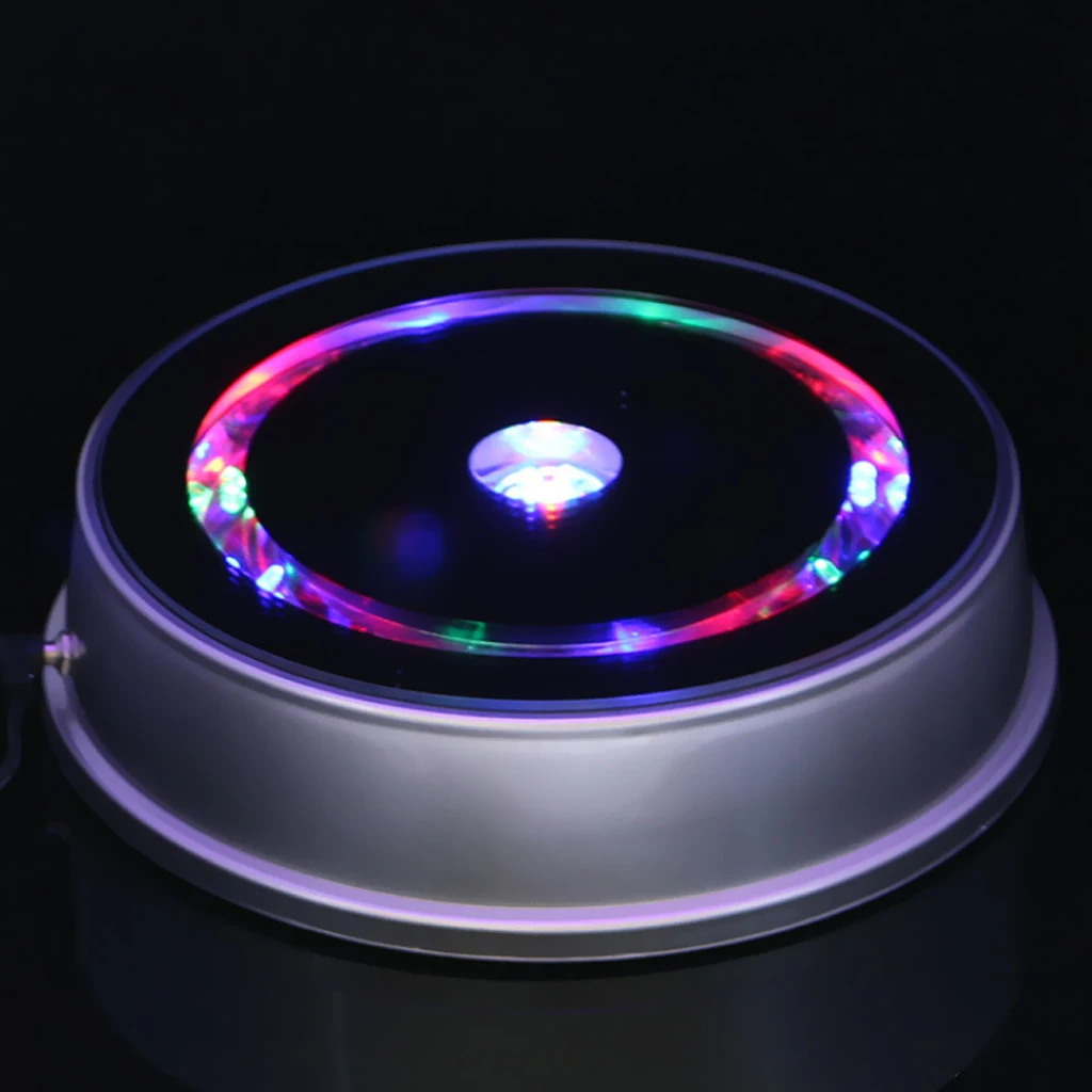 

360 Degree Electric Rotating Display Stand Mirrored Display Turntable Silver
