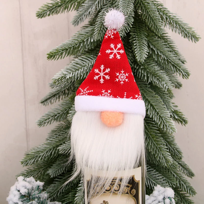 

1PCS Christmas Wine Bottle Decorative Cover Adorable Wine Bottle Santa Claus Hat Sweater Bottle Bags Party Bar Tables Ornament