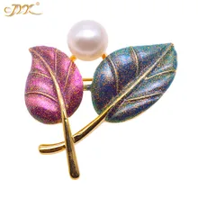 JYX цветной лист 10 мм натуральный пресноводный жемчуг шпильки сверкающий Циркон Элегантный подарок