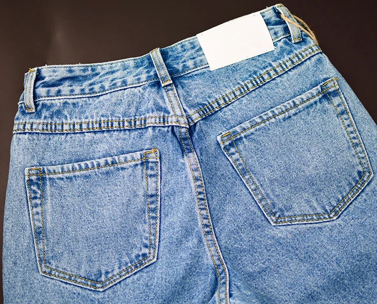 Осень Европа и Америка Модные джинсы с высокой талией бойфренд промывают светло-голубые женские повседневные Прямые джинсы хлопок джинсы
