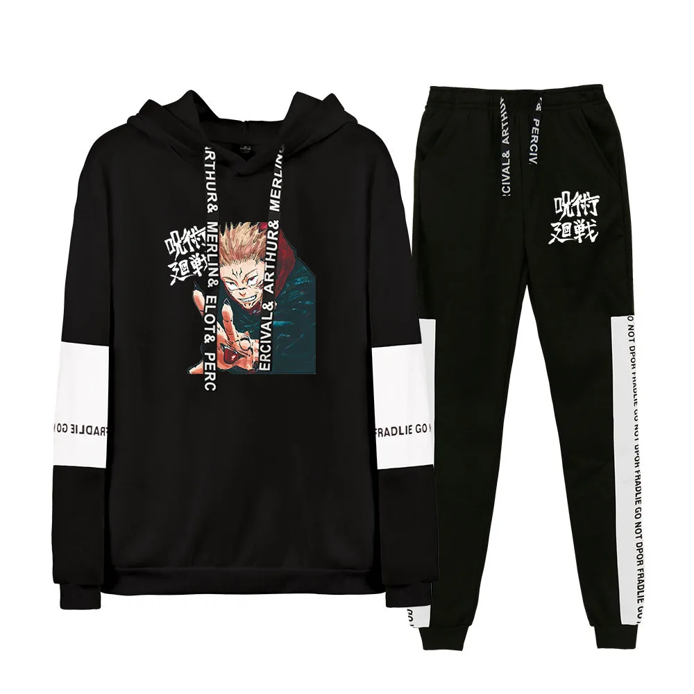 Jujutsu kaisen Sudadera con capucha Unisex chándal de dos piezas conjunto de manga larga de las mujeres de los hombres sudaderas con capucha + Pantalones de chándal japoneses nuevos Anime ropa