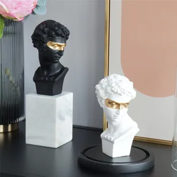 

Modern Home Decor Creative Giuliano De' Medici Figurine Eye Mask Head Gold Foil Mask Art Plaster Sculpture Decoration A1825