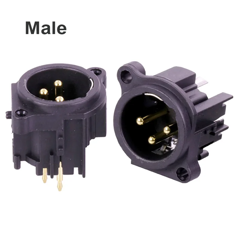 10 шт./лот 3 Pin XLR штекер Панель Крепление Позолоченные полюса прямые контакты