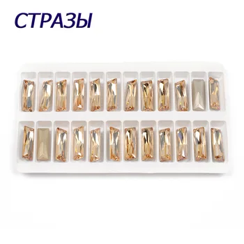 

CTPA3bI Glitter Golden Shadow Crystal Baguette Sewing Rhinestones Glass With Claw Pointback Stones For Clothes Dress Decoration