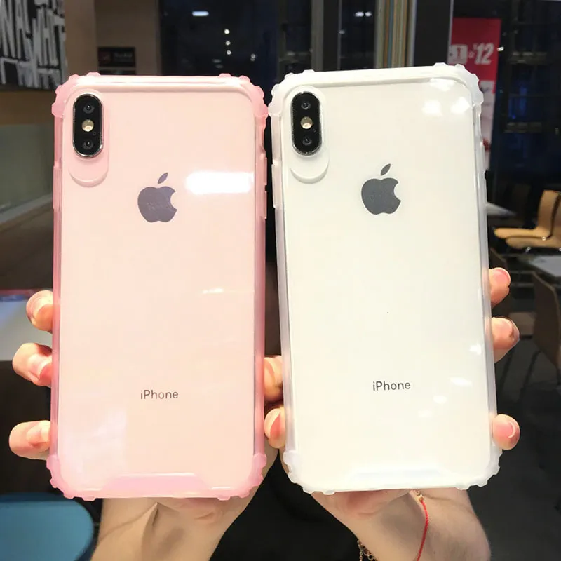 

Moskado Shockproof Bumper Phone Case For iPhone 6 6s 7 8 Plus X XR XS Max Transparent Candy Color Soft TPU Silicone Back Cover