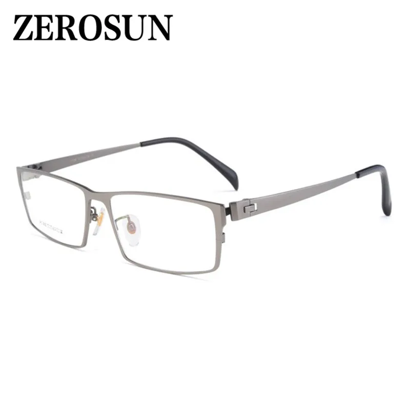 Zerosun, титановые очки, оправа для мужчин, большие очки, для мужчин, полная/половинная оправа, бизнес, прямоугольные очки, для рецепта, близорукость - Цвет оправы: full grey