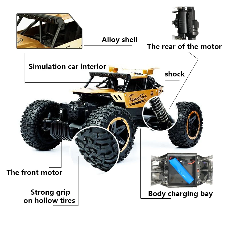 

1:18 4wd remote control car RC car 2.4g remote control car climbing car toy highway truck children'