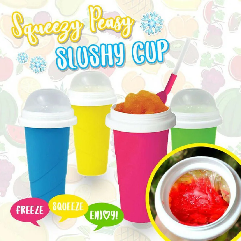 

Slushy Ice Cream Maker Squeeze Peasy Slush Quick Cooling Cup Milkshake Bottles can CSV