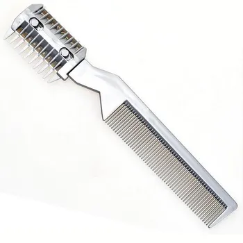 

1Pc Salon Styling Scissor Tool Professional Hair Brush Comb Razor Double-side Detangling Curly Blade Cutting Thinning Trimmer