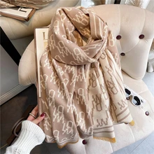

Design Letter Pashmina Shawl Scarf lady Cashmere Warm Doubel-sided Blanket Wraps Thick Bufanda Hijab Stoles 2022 New