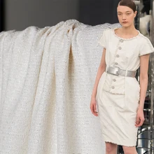 Ткань белая Филейная Серебряная твидовая ткань осенний жакет платье костюмы материалы для одежды швейная ткань метр