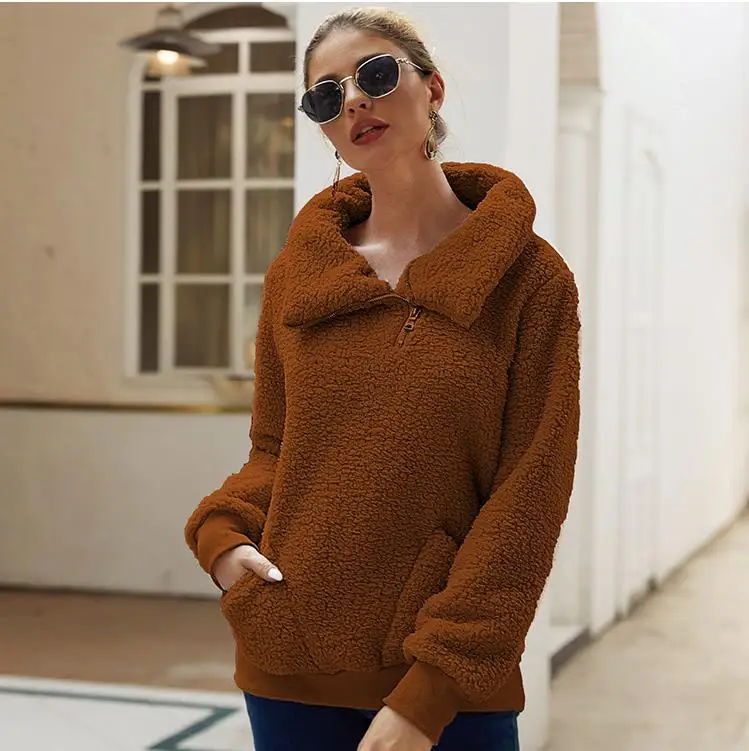 style2 Зимнее женское пальто из искусственного меха, теплые флисовые куртки, женские модные толстовки, пальто, женская пушистая куртка с длинным рукавом - Цвет: style2