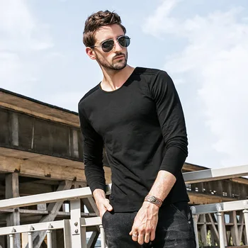 

Spring and autumn new men's solid round neck long sleeve t-shirt men's casual T-shirt bottoming shirt 1997