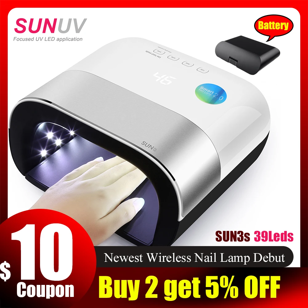 Online SUNUV SUN3s Drahtlose UV Lampe mit EINE Austauschbare Batterie 39 stücke Leds Für Maniküre Gel Nagel Trockner Nagellack Lampe für Nagel Kunst