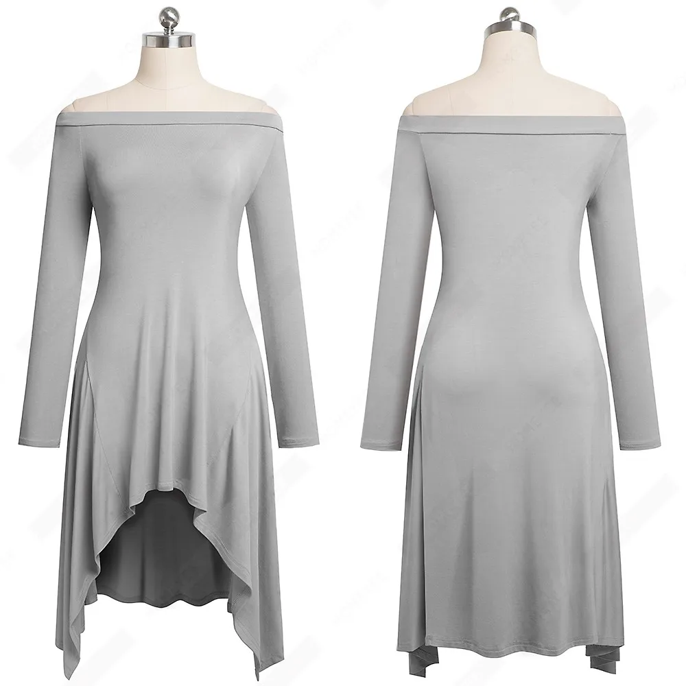 Casual Solid color Off Shoulder Sexy Tops Elegant Chic Long sleeve Autumn Tee EA183