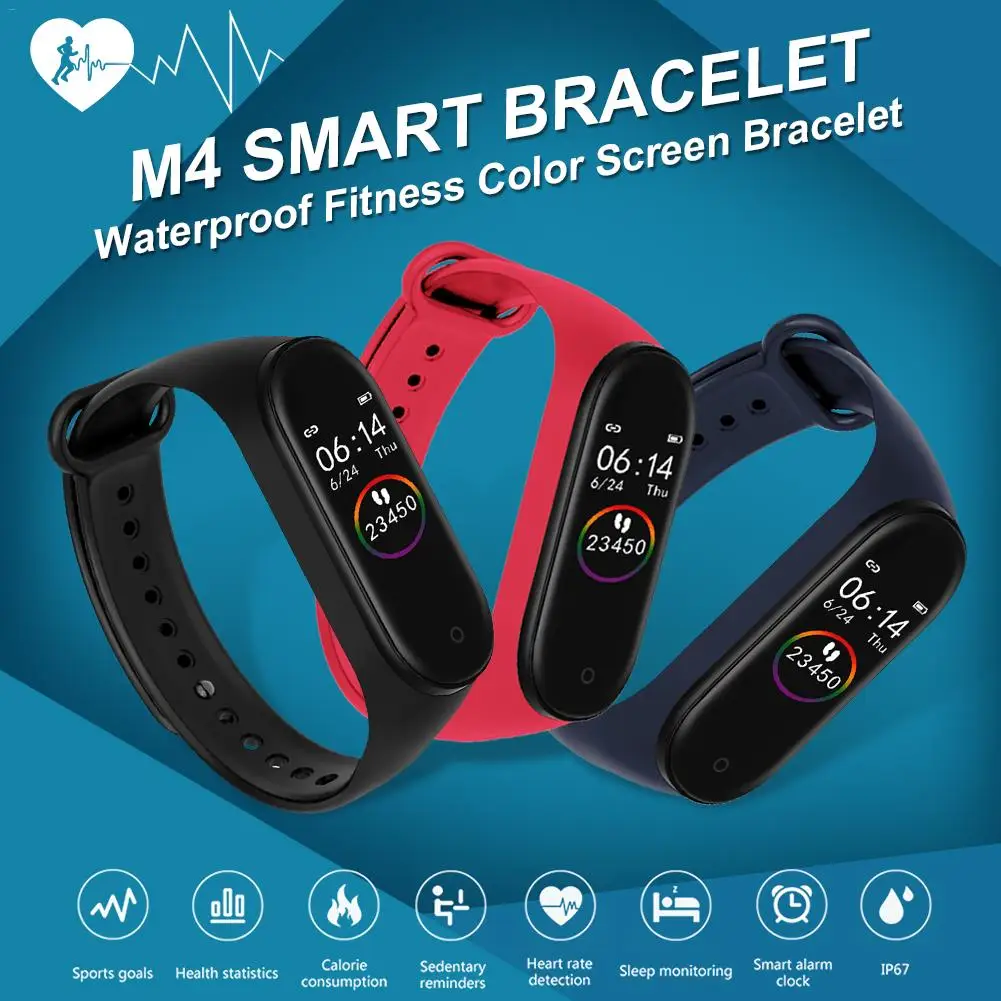 

M4 Smart Bracelet Color Screen Smartband Fitness Traker Bluetooth Sport Waterproof Smart Band Sleep Monitoring Sports Watch