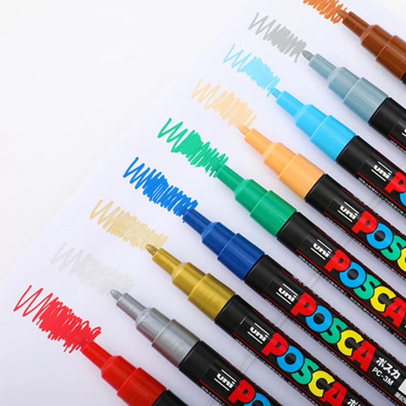 15 цветов Набор Мицубиси уни поска PC-3M Краска Маркер-тонкий Tip-0.9mm-1.3mm Маркер ручки поп-плакат рекламная ручка