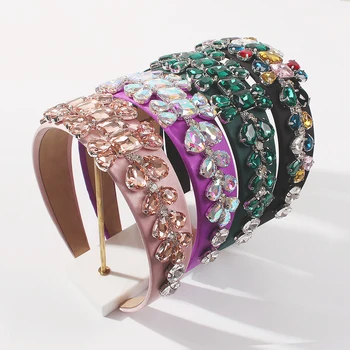 

Rhinestone Hairband Women Sparkly Colorful Crystal Headband 2020 Fashion Wide Bezel Hairbands Ladies Party Wedding Accessories
