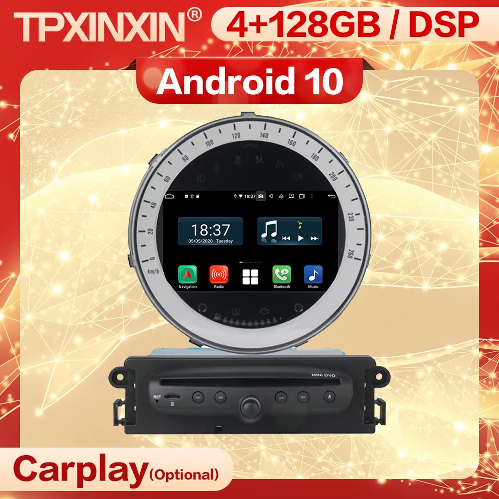 

Carplay 2 Din Car Android Stereo Receiver For Mini Cooper 2006 2007 2008 2009 2010 2011 2012 2013 Radio Audio Unit Player Screen