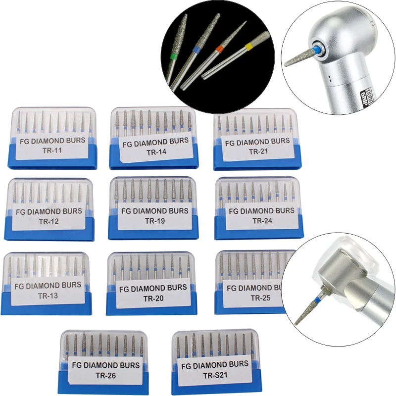 

10Pcs/Pack Dental Diamond FG High Speed Burs Drills TR SERIES For Polishing Smoothing Teeth Polishers Dia.1.6mm Dentist Tools