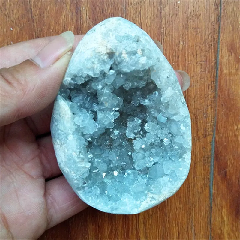 Натуральный камень Селестина Кристалл геодный в форме яйца камни и кристаллы кластер украшение дома - Цвет: X14    180g