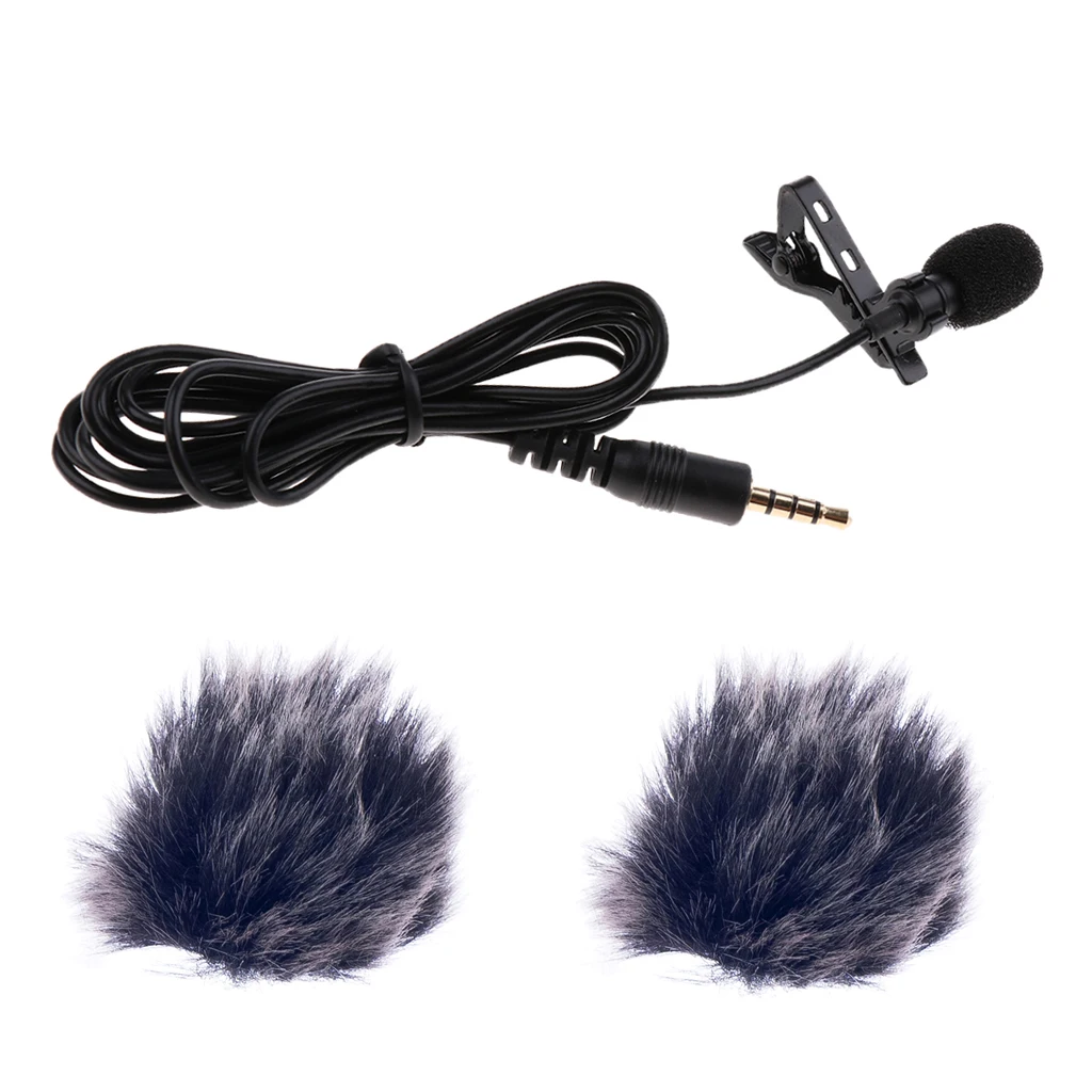 Portable Mini Microphone Clip-on MIC w/ Fur Microphone Windmuff Recording Accessory