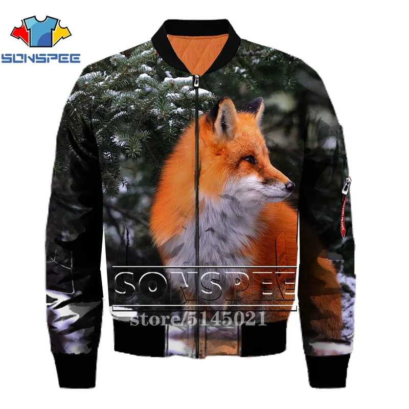 SONSPEE Animal Fox 3D принт Харадзюку Топ Летающая куртка Авиатор Пилот мужские куртки бомбер женская модная повседневная одежда G14 - Цвет: Синий