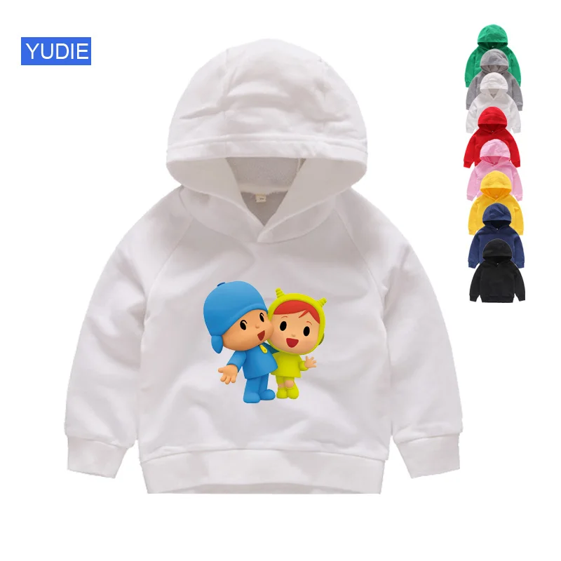 Детские толстовки с капюшоном pocoyo/Детские толстовки с героями мультфильмов хлопковый пуловер для малышей весенняя одежда для мальчиков и девочек верхняя одежда для мальчиков одежда для малышей