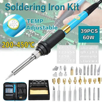 

NEW 39PCS Soldering Iron 60W Adjustable Temperature Electric Solder Iron Rework Station Handle Heat Pencil Welding Repair Tool