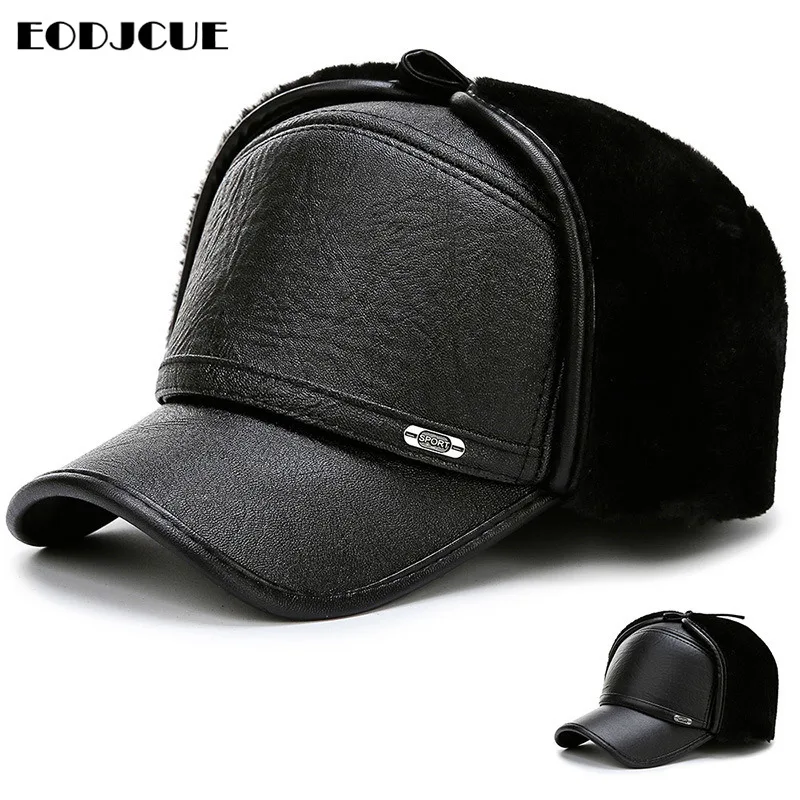 Зимняя мужская утолщенная Кепка с защитой ушей, Снежная Кепка из искусственного меха, бейсболка для мужчин, gorras