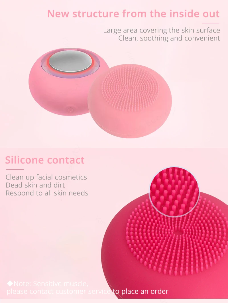 2 в 1 звуковая щетка для чистки лица Smart Red Light Wave нагревающая вибрационная маска для лица импортер Массажер для ухода за лицом очиститель пор