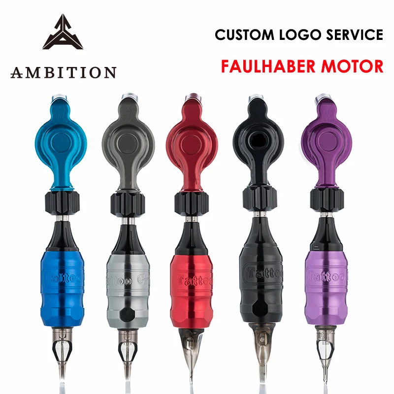 

Ambition rotary tattoo machine brushless FAULHABER motor stroke depth 4mm support custom logo service CNC carving low vibration