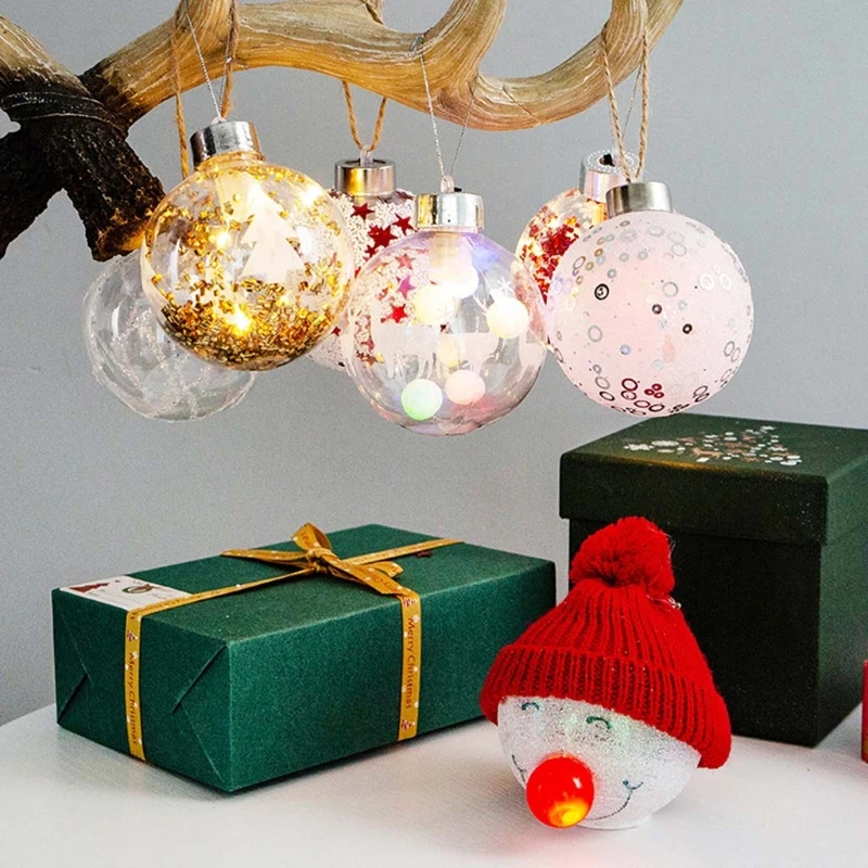 

Christmas Led Ball Lights Plastic Xmas Tree Pendant with Light for Christmas Party Indoor Decoration Ornament