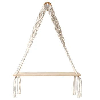 

Macrame Plant Hangers Hanging Woven Wooden Shelf Tapestry Tassel Wall Floating Hanging Indoor Wall Planter Decor