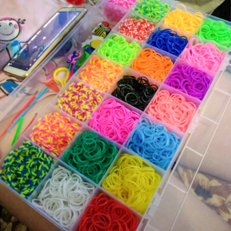 10000pc DIY Toy Elastic Rubber Loom Bands Set Kid DIY Weave Gum Bracelet Silicone Rubber Bands Rainbow for Teenage 8 10 years