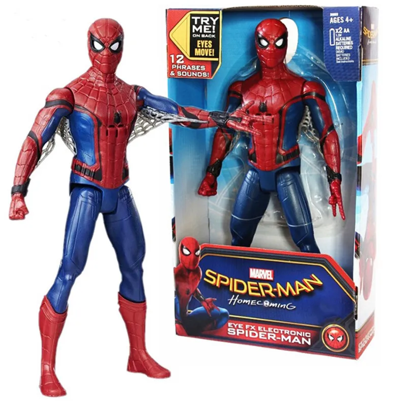 29cm Big Disney Spider Man Action Figure Toys Pvc Sound Avengers Spiderman Dolls Removable Eyes