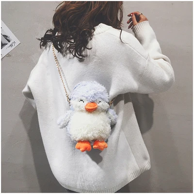 Candice guo плюшевая игрушка мягкая кукла мультфильм животное Пингвин сумка через плечо сумка для монет сумка кошелек бумажник для девочек посылка подарок на день рождения 1 шт - Цвет: light blue