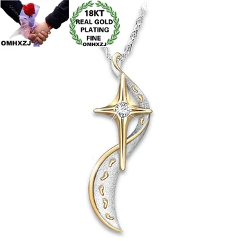 

OMHXZJ NA302 Wholesale European Fashion Fine Party Birthday Wedding Gift Cross AAA Zircon 18KT Gold White Gold Pendant Necklace