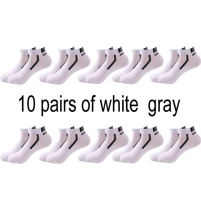 Высококачественные мужские и женские сетчатые дышащие хлопковые носки повседневные спортивные летние тонкие Лодыжка Низкий вырез короткие носки 10 пар размер ЕС 38-43 - Цвет: 10 white gray