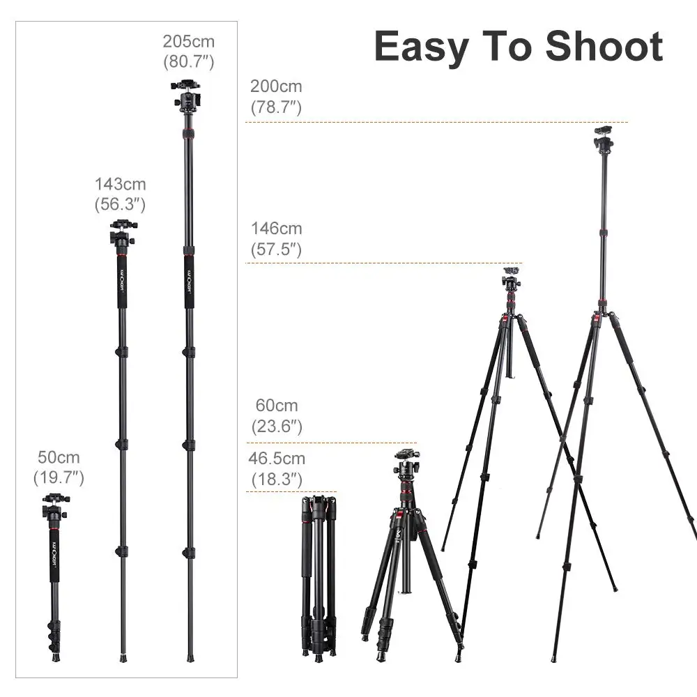 K& F концепция 80,7 дюймов штатив для камеры DSLR Компактный алюминиевый штатив с шаровой головкой 360 градусов и нагрузкой 8 кг для путешествий и работы